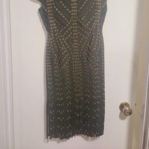 Dark Green & Gold Fringe Dress
